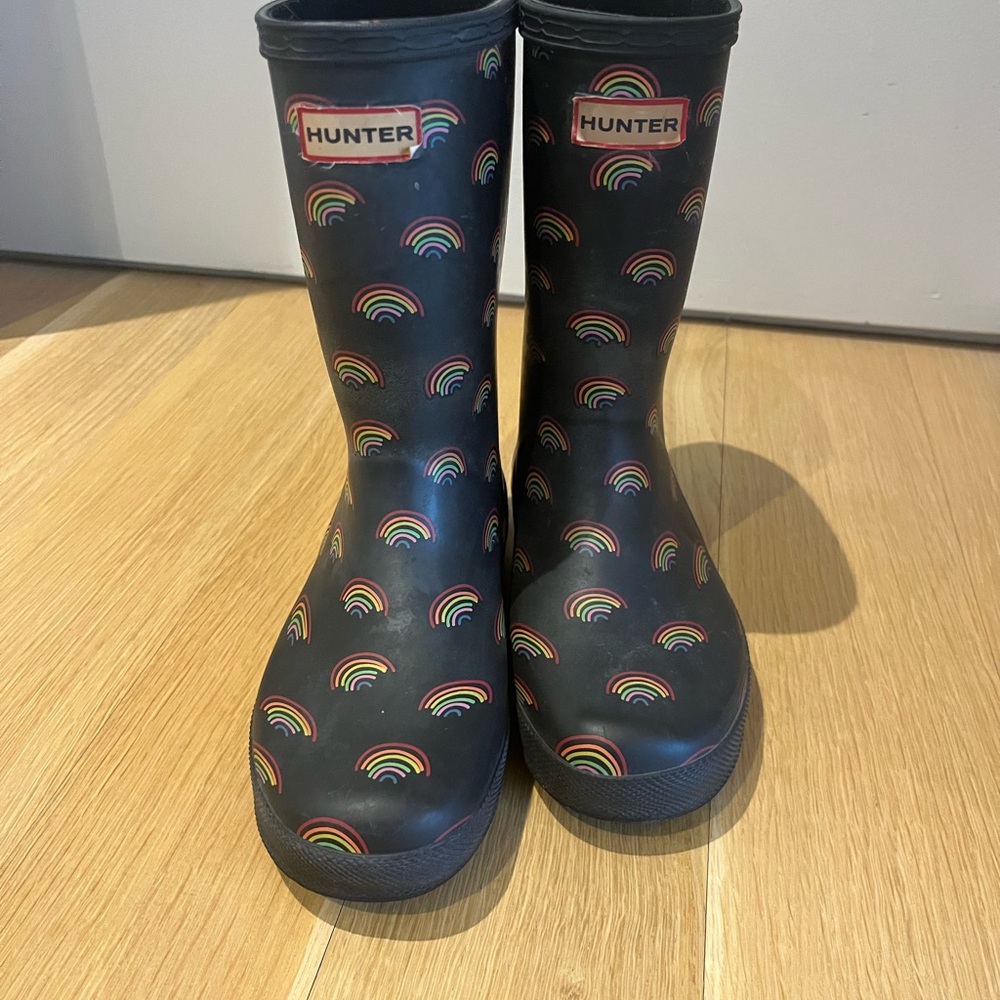 Hunter Black Boots with Rainbow Design